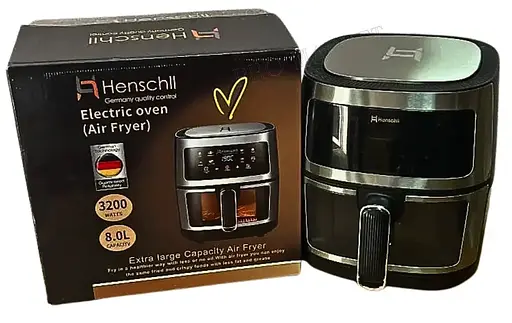 Аерофритюрниця безмасляна Henschll 8л електрична з сенсорним керуванням 3200Вт Сірий / Чорний - фото 3