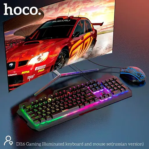 Набор Мышь и клавиатура Hoco DI16 Gaming Illuminated (раскладки Ukr/En) - фото 7