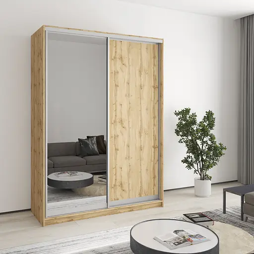 Шафа-купе дводверна MebelStar Стандарт AL ДСП/Дзеркало 150x45x210 см Дуб тахо (MBS-3464)