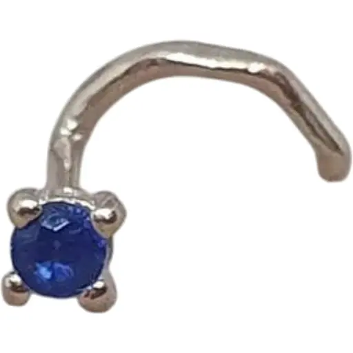 Золотая серьга-пирсинг в нос Dear с фианитом. 1018.1 Синий