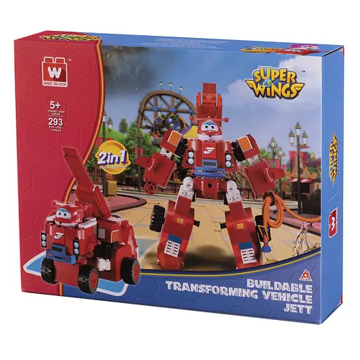 Конструктор-трансформер Super Wings Small Blocks 2-in-1 Buildable Transforming Vehicle Jett, Джетт, 293 детали (EU385005) - фото 8