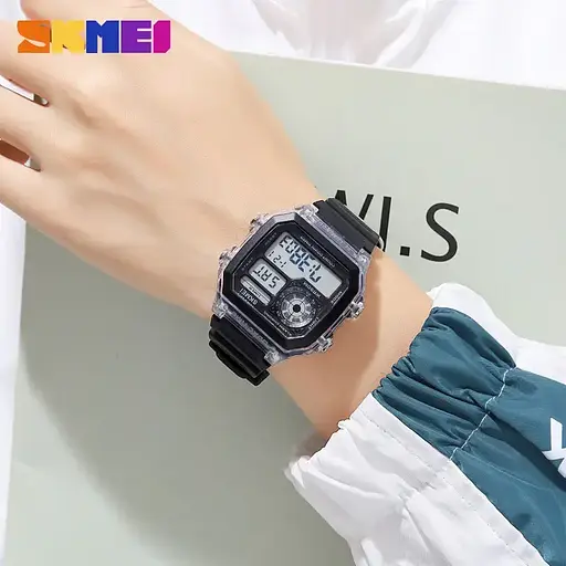 Чоловічий наручний спортивний годинник Skmei 1998 (Чорний з білим) - фото 6