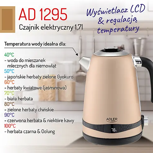 Электрочайник Adler AD 1295 стальной 1,7 л с ЖК-дисплеем и контролем температуры - фото 7