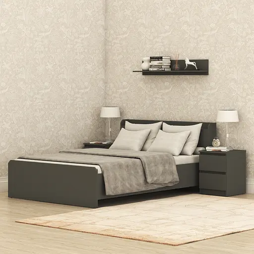 Кровать двуспальная MebelStar Нео 140x200 см Антрацит (MBS-1127) - фото 1