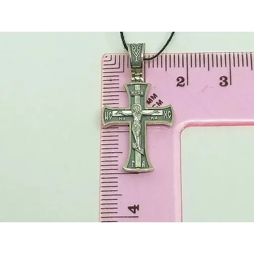 Золотой крестик Харьковская ювелирная фабрика. Распятие Христа. 11537-ЧБЕЛ - фото 4