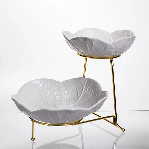 Фруктовниця порцелянова Yiwu на 2 яруси 35 х 25 х 26 см C251 - фото 3