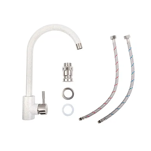 Змішувач для кухні Platinum 56 NESP (3008 А) Топаз Комбі Білий - фото 2