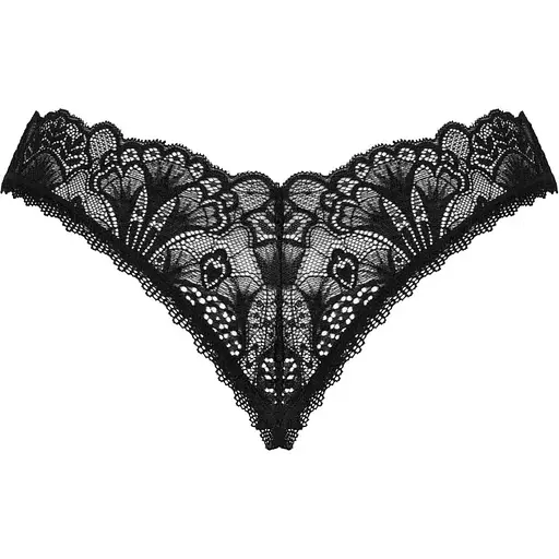 Кружевные стринги Obsessive Donna Dream crotchless Thong M/L Black, открытый доступ - фото 4
