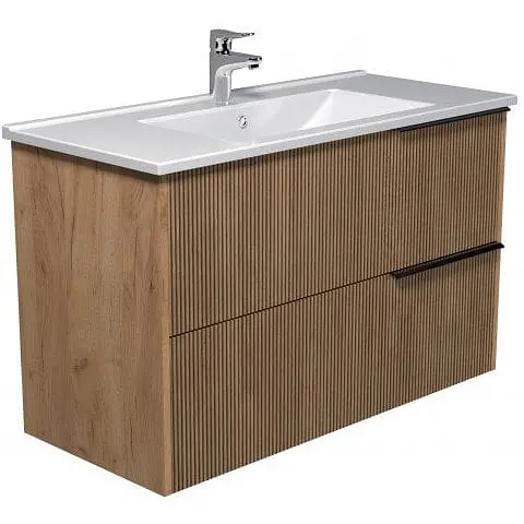 Тумба Мойдодир Grace 100-A з умивальником Su-100 дуб підсмажений - фото 1