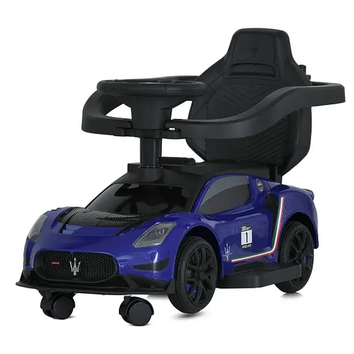 Детская каталка-толокар 2 в 1 M 5106-4 синий, с родителькой ручкой - фото 6