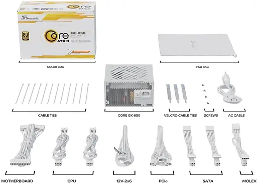 Блок живлення Seasonic Core GX 650W ATX 3.1 80+ Gold White (CORE GX-650-ATX31-WHITE) - фото 7