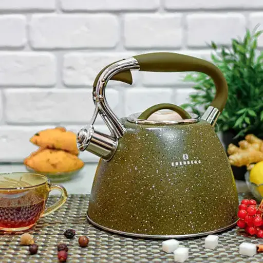 Чайник Edenberg EB-1981 со свистком нержавеющая сталь с мраморным покрытием 3 л коричневий - фото 3