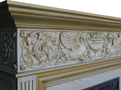 Каминокомплект ArtiFlame Residence AF28S белый дуб, патина золото - фото 3