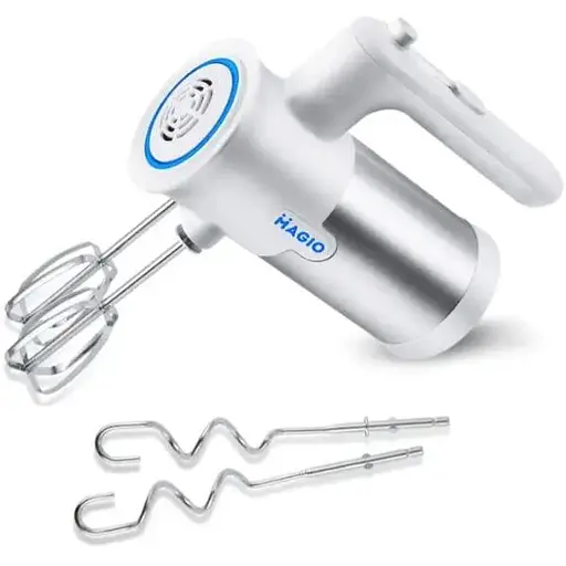 Ручний міксер з режимом турбо Magio MG-230 для дому 5 швидкостей 2 насадки білий 300 Вт - фото 2