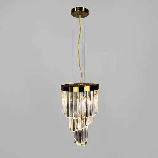 Підвісний світильник у латунному корпусі з кришталевими підвісками Ø 26 см | Line F | Арт. MJ332-260 AB+CL - фото 2