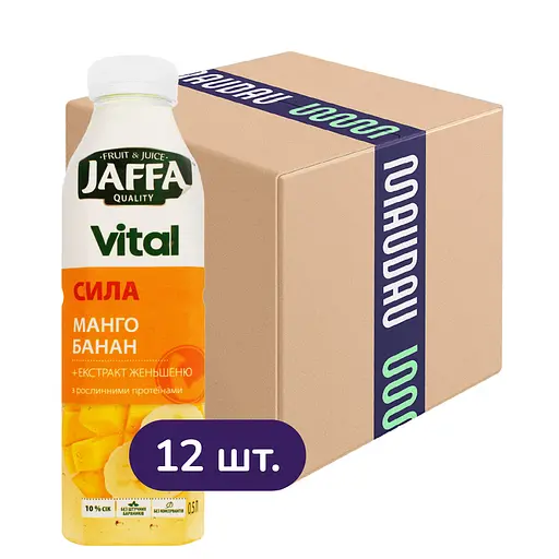 Упаковка сокового напитка Jaffa Vital Power Манго-Банан с экстрактом женьшеня 6 л (0.5 л х 12 шт.) - фото 1