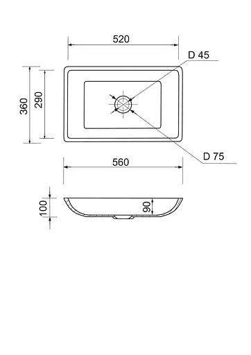 Раковина Adamant умивальник LOWER штучний камінь прямокутна - фото 4