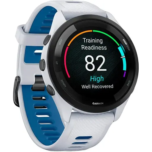 Смарт-годинник Garmin Forerunner 265 Black Bezel with Whitestone Case and Whitestone/Tidal Blue Silicone Band (010-02810-01) [89366] - фото 3