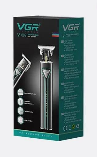 Тример-машинка акумуляторна для стриження волосся й бороди VGR V-009 (4 насадки) Чорний - фото 6