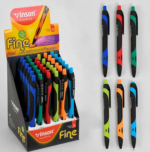 Ручка автоматична FINE 1008/С 37083 Vinson 1мм, кулькова синя (6900067370839) - фото 1