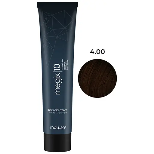 Фарба для волосся з низьким вмістом аміаку Megix10 Mowan 4.00 інтенсивний середній коричневий 100 мл - фото 1