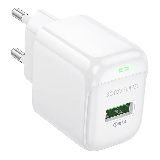 Мережевий зарядний пристрій Borofone BAS42A Potential single-port QC3.0 charger(EU) білий - фото 1