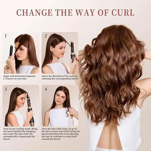 Фен-щітка OKWRAP WT-623 з насадками для завивки, вирівнювання, надання об єму, розгладження та укладки 6 в 1 - фото 6