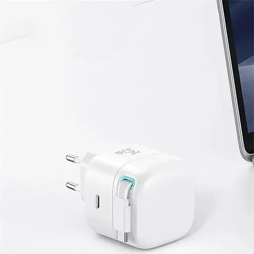 МЗП Usams US-CC202 GaN With Type-C Magnetic Retractable Cable Module XMF Ser. 35W (2USB-C) White - фото 8