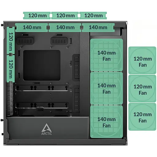Корпус Arctic Xtender VG Mirror Black (ACPCC00019A) без блока питания - фото 8