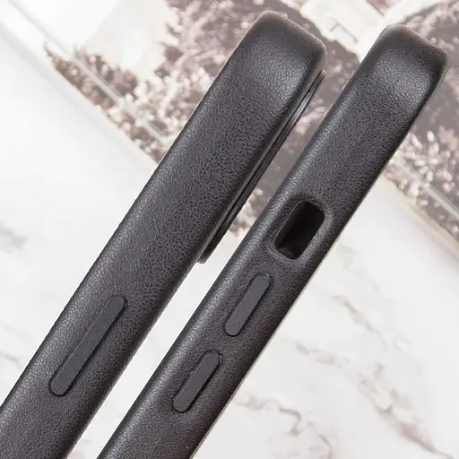 Шкіряний чохол Leather Case (AAA) with MagSafe and Animation для Apple iPhone 14 Pro (6.1) Midnight - фото 8