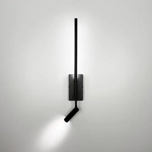 Чорне видовжене бра із регулюючим спотом та вимикачем | Арт. WS 3G/580 BK | Line F - фото 4