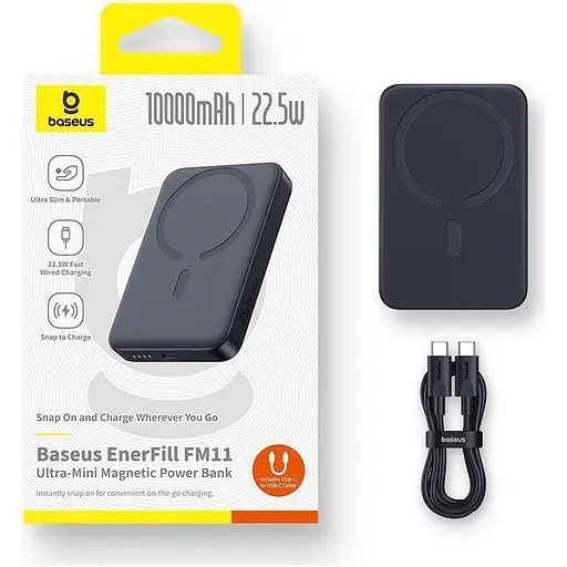 Зовнішній акумулятор Baseus EnerFill Ultra Mini 10000mAh 22.5W Black (P1008210E123-00) [152265] - фото 9