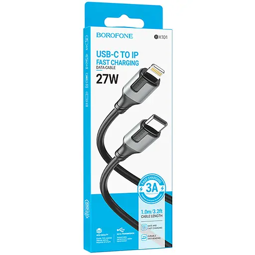Дата кабель Borofone BX101 Creator 27W Type-C to Lightning (1m) Black - фото 6