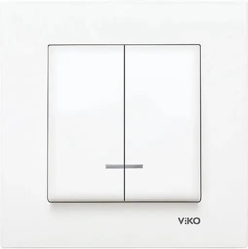 Выключатель 2-клавишный VIKO Meridian с подсветкой белый (90970050-WH)