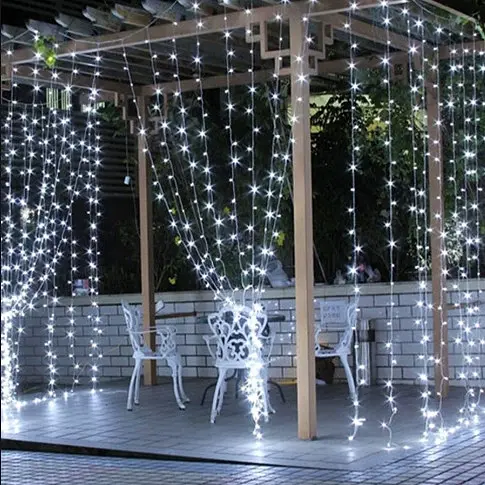 Гірлянда штора Водоспад 3х3 м 320 LED (прозорий шнур з перехідником) Біле світло - фото 4