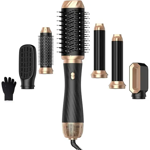 Фен-щітка OKWRAP WT-623 з насадками для завивки, вирівнювання, надання об єму, розгладження та укладки 6 в 1