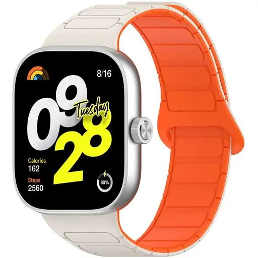 Ремешок DK для Xiaomi Mi Band 8 Pro Silicone Shaped Magnetic Band (018838) (ivory / orange) - фото 2