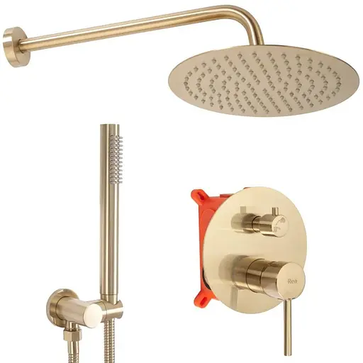 Душевая система скрытого монтажа Rea Lungo + Box brushed gold REA-P4160, Золотой - фото 1