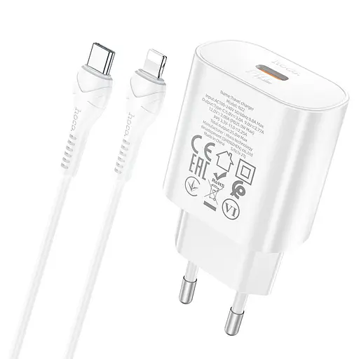 МЗП Hoco N22 Jetta PD25W (1USB-C) + кабель Type-C to Lightning Білий - фото 3