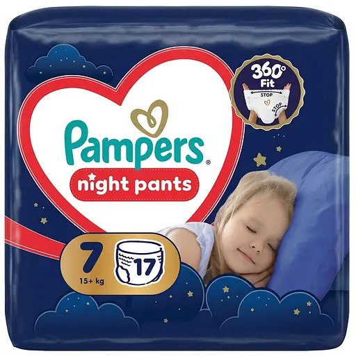 Підгузки-трусики нічні Pampers Night Pants Розмір 7 (15+ кг) 17 шт. - фото 1