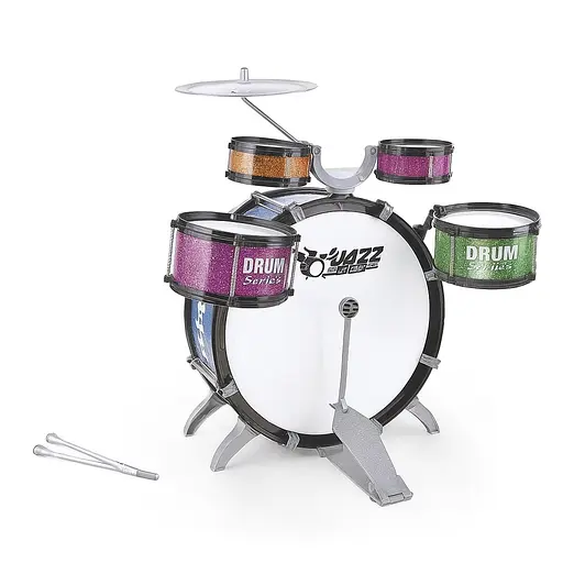 Детская барабанная установка L 552 — 4 барабана, тарелка, педаль, стульчик и палочки в комплекте
