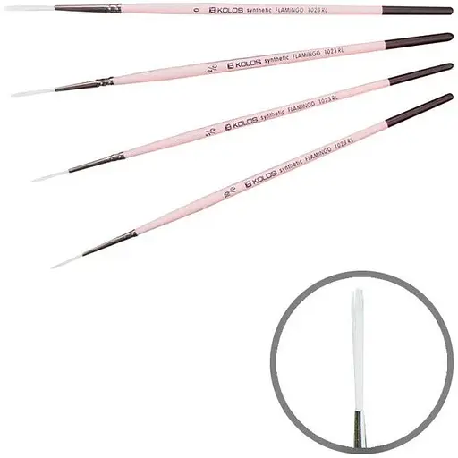 Пензель синтетика лайнер Flamingo 1023RL №10/0 коротка ручка Kolos