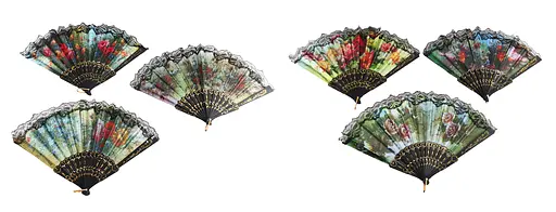 Веер цветы с кружевом 23.5 см (в ассортименте) - фото 2