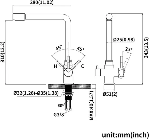 Смеситель для кухни под фильтр Wezer EKO4C-01-GUNGREY Графитовый хром - фото 5