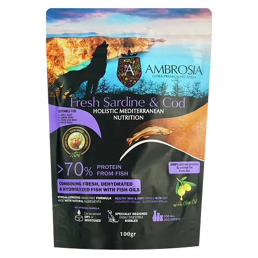 Набор сухого дегустационного корма для собак Ambrosia Mediterranean 600 г (6 шт. х 100 г) - фото 6