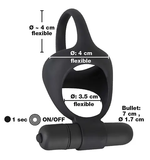 Виброкольцо Black Velvets Cock & Ball Ring 7 см черный - фото 8