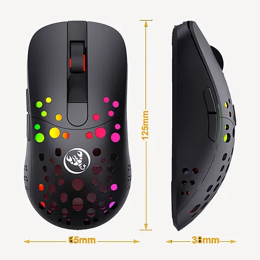 Мышь беспроводная игровая с аккумулятором и подсветкой 2.4 gHz HYSJ Т100 E-Sports Black - фото 5