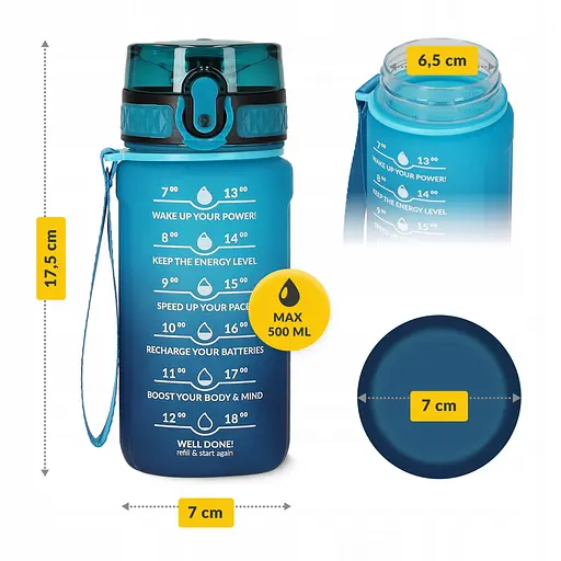Пляшка для води 4FIZJO спортивна 500 мл 4FJ0629 Sky Blue/Blue (P-5905973400732) - фото 12