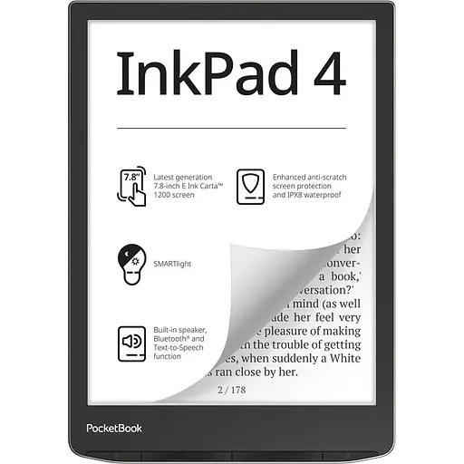 Электронная книжка PocketBook InkPad 4 (PB743G), IPX8, Stardust Silver