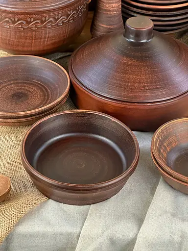 Столовий сервіз керамічного (глиняного) посуду на 12 чоловік Гладкий - фото 3